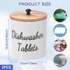 2 Pcs Wooden Laundry Pod Container, Dishwasher Pod Organizer with Lid Dishwasher Tablet Storage Box Round Dishwasher Pod Holder Laundry Bead Organizer for Kitchen (White) view 2