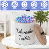 2 Pcs Wooden Laundry Pod Container, Dishwasher Pod Organizer with Lid Dishwasher Tablet Storage Box Round Dishwasher Pod Holder Laundry Bead Organizer for Kitchen (White) view 3