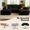 106" Cloud Sectional Couch with L-Shape Chaise & Ottoman, No Assembly Modular Sofa, Deep Seat Corduroy Boneless Couched for Living Room (Black Stripe Corduroy, L Shape with Ottoman-Right Facing) view 3
