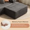 37.1" Ottoman for Couch, Plush Corduroy Memory Foam Ottoman Cloud Boneless Sectional Couch for Living Room Foot Stools No Assembly Require, Plush Corduroy,Gray view 3