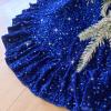 SOMUAUY Royal Blue Tree Skirt Velvet Ruffled Christmas Tree Skirt 45 Inches view 1