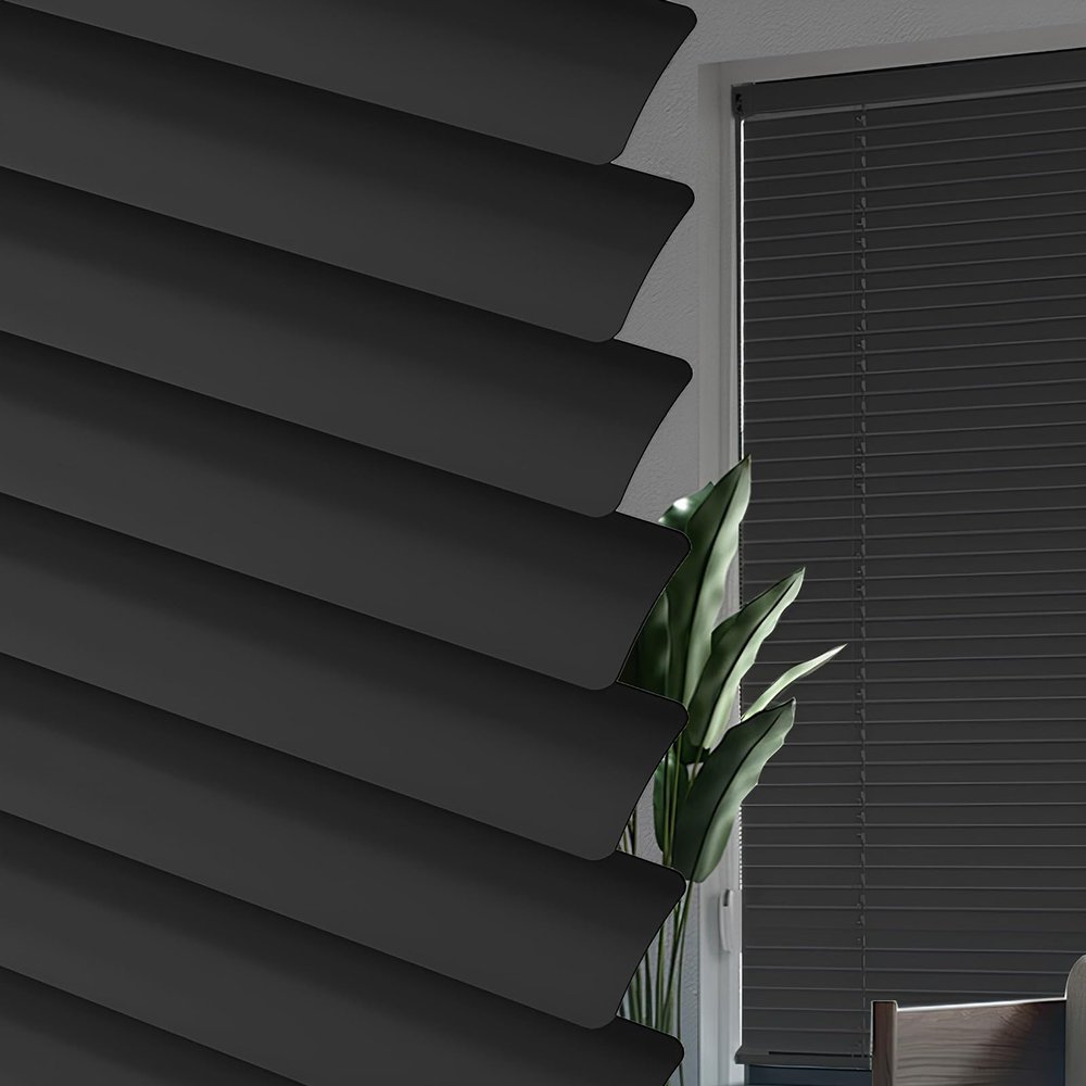 Aluminum Venetian Mini Blinds - 1" Slats Room Darkening Window Shades, Waterproof for Indoor Window, Kitchen, Home Office, Light Filtering Privacy Blinds(Black,54" W x 60" H)