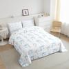 meiyoeat Cute Bowknot Comforter Set Full Size Blue Bow Bedding Set for Kids Boys Girls Princess Decor Duvet Quilt Kawaii Bedroom Decor Microfiber 3 Pcs with 2 Pillow Cases view 3