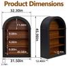 45" Small Black Arched Bookcase, Mid Century Modern Arched Bookshelf with 4 -Tier Rack, Open Wood Archeds Cabinet with Doors, Pantry Display storage Cabinet for Kitchen Living Room Bedroom(45.66 Inch) view 2