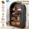 45" Small Black Arched Bookcase, Mid Century Modern Arched Bookshelf with 4 -Tier Rack, Open Wood Archeds Cabinet with Doors, Pantry Display storage Cabinet for Kitchen Living Room Bedroom(45.66 Inch) view 3