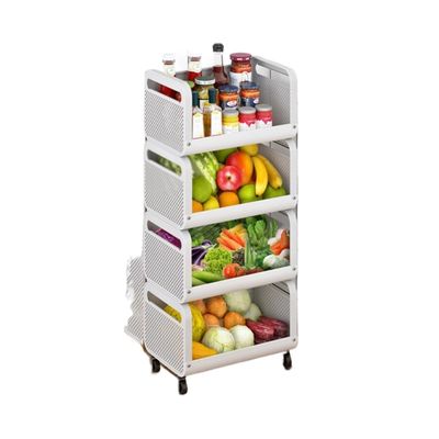 HIONJIN Kitchen Spice Storage Rack 3/4 Tier Floor Cutlery Rack for Bathroom Storage Rack Multifunctional Trolley(97.5cm*40cm)