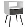 Fnecan Nightstand with One Drawer and Open Shelf, Modern Smokey Oak and White Design, Easy Assembly, Space-Saving Storage Solution for Bedroom or Living Room view 2