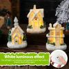Toyvian 3 Pcs Christmas Village Houses - Winter Village with Light - Miniature Xmas Houses Decorations Desktop Ornament for Holiday Party Home Decor view 4