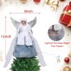 MUMTOP 12-Inch Angel Christmas Tree Topper, Angel Tree Topper with Lights Xmas Angel Figurine Ornament for Christmas Tree Home Indoor Holiday Party Decor, Blue view 3