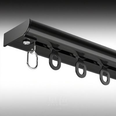 Ceiling Mount Curtain Track with Soundproof Strips Hooks Silent Rollers Curtain Rail Sliding Curtain Rod for Living Room Bedroom Office Window Flexible Easy to Install Aluminum(Black,3.94 ft)