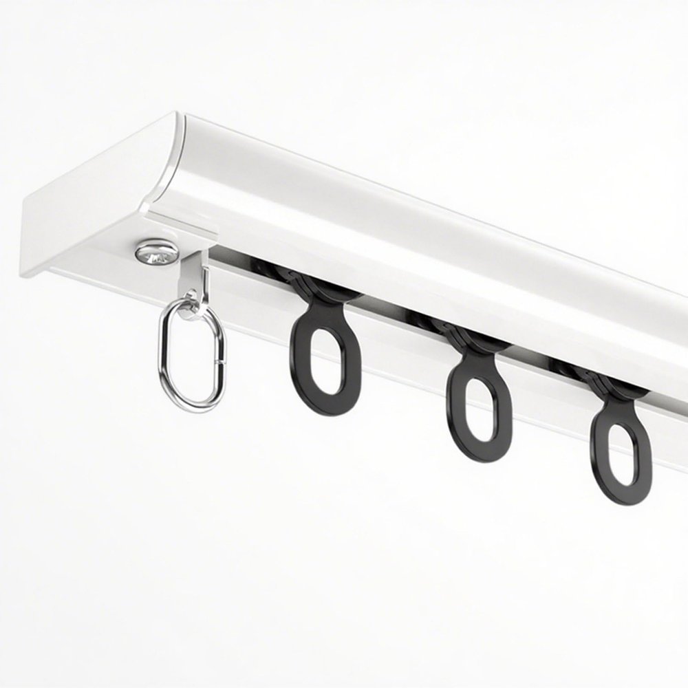 Ceiling Mount Curtain Track with Soundproof Strips Hooks Silent Rollers Curtain Rail Sliding Curtain Rod for Living Room Bedroom Office Window Flexible Easy to Install Aluminum(White,10.50 ft)