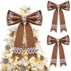 Suncalla 2 Pcs Extra Large Gingerbread Christmas Tree Topper Bow, 12x17.3 view 1