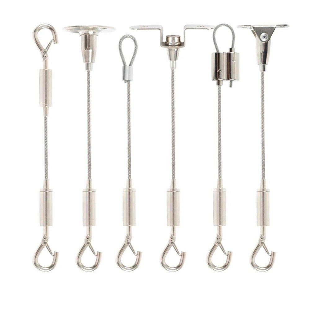 BMXZH 1.5mm Wire Rope Spring Hook Adjustable Hanging Clothesline Fixed Guardrail Lock Lifting Code Double Hole Telescopic(0.5 Meter,Type E)