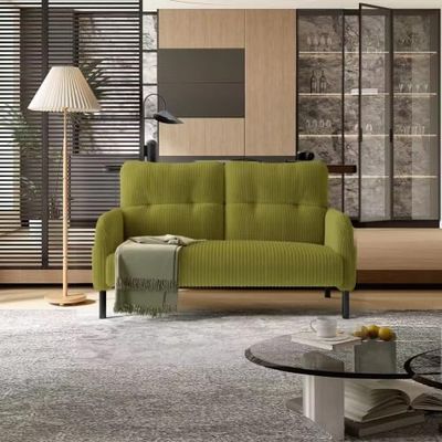 47" Loveseat Sofa, Small Couches for Small Spaces, Comfy Corduroy, Solid Wood Frame, Modern Deep Seat, 2 Seater Couch with Side Pockets for Bedroom, Living Room, Apartment, Office (Olive Green)