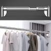 LIUZQWAED Adjustable Wardrobe Rail & Closet Rod - No-Drill Valet Clothes Bar for Bathroom, Laundry, Cloakroom Garment Nizer Rack, Silver Metal Shower Curtain Pole(0.7-1.2m) view 1