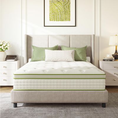 Emerspring Queen Mattress 14 Inch Hybrid Memory Foam Mattress in a Box with Individual Pocket Innerspring for Motion Isolation & Pressure Relief, Edge Support, Medium Firm