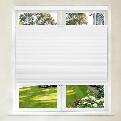 Grandekor Top Down Bottom Up Cellular Shades Cordless,53" W x 48" H,Pull Down Honeycomb Blinds for Windows Room Darkening Blinds & Shades for Living Room Bedroom,White(100% Blackout)