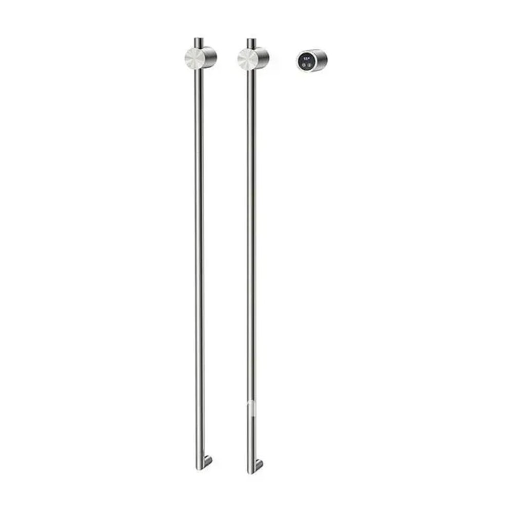 Bathroom Vertical Heated Towel Rail Bathrobe 2 Rack Electric Smart Thermal Bar Hidden Towel Warmer(Brushed Nickel,Other_110V)