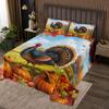 Manfei Thanksgiving Day Bedspread Queen Size,Cartoon Turkey Pumpkins Coverlet Set 3pcs,Autumn Harvest Theme Quilted Coverlet with 2 Pillowcases,Kids Boys Room Decor,Soft Bedding Quilt view 1