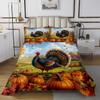 Manfei Thanksgiving Day Bedspread Queen Size,Cartoon Turkey Pumpkins Coverlet Set 3pcs,Autumn Harvest Theme Quilted Coverlet with 2 Pillowcases,Kids Boys Room Decor,Soft Bedding Quilt view 2