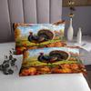 Manfei Thanksgiving Day Bedspread Queen Size,Cartoon Turkey Pumpkins Coverlet Set 3pcs,Autumn Harvest Theme Quilted Coverlet with 2 Pillowcases,Kids Boys Room Decor,Soft Bedding Quilt view 3