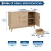 Garvee 47.2 in Fluted Buffet Cabinets with Storage, Sideboard Storage Cabinet with 3 Drawers and 2 Doors, Modern Mid Century TV Stand Coffee Bar Furniture for Living Room, Kitchen, Entryway- Oak view 2