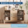 Garvee 47.2 in Fluted Buffet Cabinets with Storage, Sideboard Storage Cabinet with 3 Drawers and 2 Doors, Modern Mid Century TV Stand Coffee Bar Furniture for Living Room, Kitchen, Entryway- Oak view 4