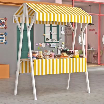 CHZDPP High Load-Bearing Capacity Metal Food Carts, Mobile Food Cart with 4 Wheels, Foldable Vendor's Stall Kiosk for Coffee/Flower/Cake/Veggies(Color 4,Small)