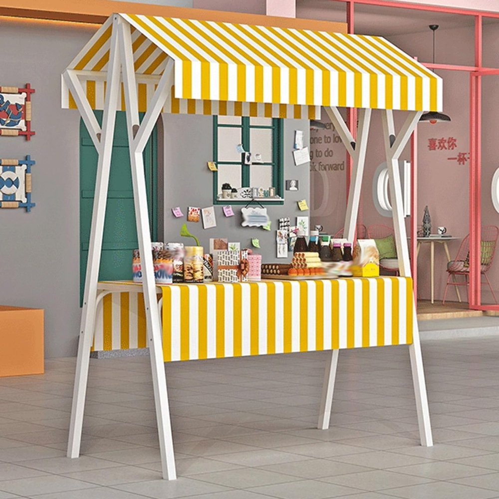 CHZDPP High Load-Bearing Capacity Metal Food Carts, Mobile Food Cart with 4 Wheels, Foldable Vendor's Stall Kiosk for Coffee/Flower/Cake/Veggies(Color 4,Small)
