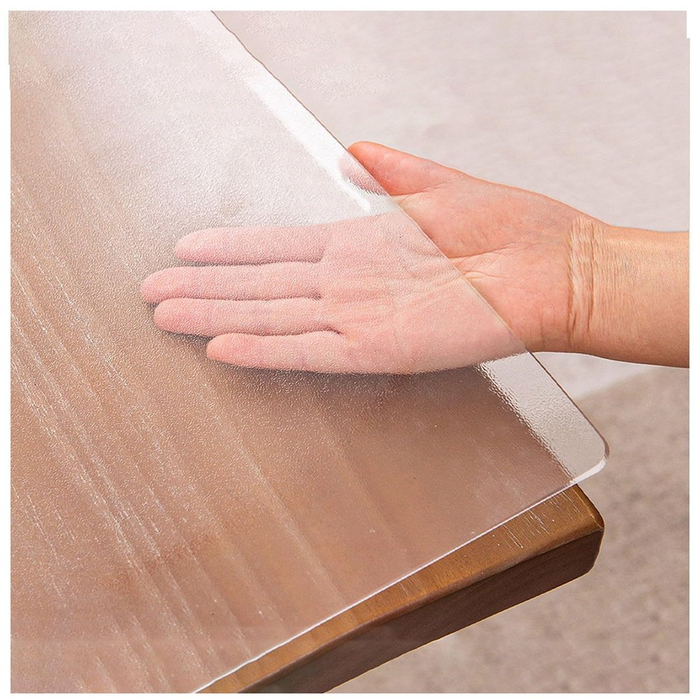 Wood Table Protector Cover Mat Frosted Tablecloth Protectors 2mm Waterproof Crystal Soft Plastic Desk Pad PVC Roll Coffee Dining Table Mat Pad Furniture Protector Mat Frosted 16"x44" Thick