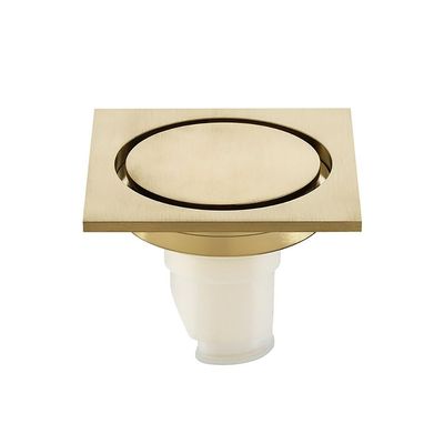 DYKWSWYX Round Floor Drain Grate 10cm X 10cm, Brass Anti-Smell Valve Cover for Shower Bathroom Kitchen, Chrome Plated Copper, 1PC Bath Drain Accessory(Brushed Gold)