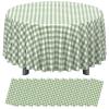 12 Pack Sage Green Plastic Checkered Tablecloth Round, Premium Decorative Disposable Sage Green Gingham Plaid Table Cloths for Parties, Round Party Table Cover for Baby Shower Picnic Birthday, 84 Inch view 1