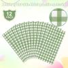 12 Pack Sage Green Plastic Checkered Tablecloth Round, Premium Decorative Disposable Sage Green Gingham Plaid Table Cloths for Parties, Round Party Table Cover for Baby Shower Picnic Birthday, 84 Inch view 4