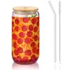 3d Pizza Pepperoni Printing 16oz Drinking Glasses Set For Coffee Accessories Iced Beer Cups,Glass Cup Reusable For Gifts view 1