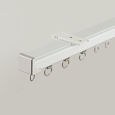 Aluminum Ceiling Mount Curtain Track with Hooks Silent Rollers Curtain Rail Sliding Curtain Rod for Living Room Bedroom Office RV-Shower and Room Divider Easy to Install(White,13.12 ft)