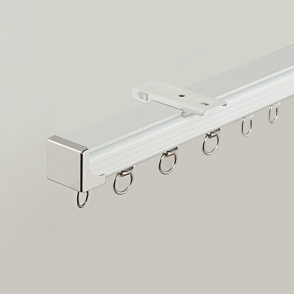 Aluminum Ceiling Mount Curtain Track with Hooks Silent Rollers Curtain Rail Sliding Curtain Rod for Living Room Bedroom Office RV-Shower and Room Divider Easy to Install(White,13.12 ft)