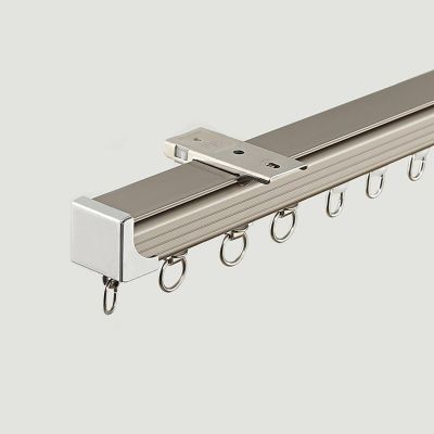 Aluminum Ceiling Mount Curtain Track with Hooks Silent Rollers Curtain Rail Sliding Curtain Rod for Living Room Bedroom Office RV-Shower and Room Divider Easy to Install(Gold,4.92 ft)
