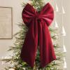 Christmas Decorations - 2 Pack Large Red Velvet Christmas Bows view 1