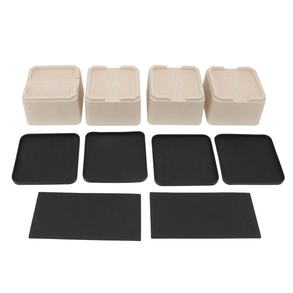 Plastic Bed & Furniture Risers | Sturdy 2200 lbs Support | Secure Rubber Pads for Beds/Sofas/Cabinets | Storage Space Solution for Small Rooms