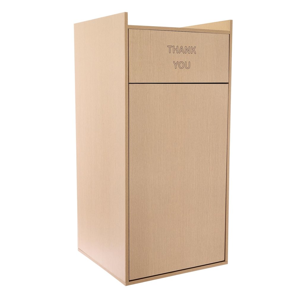 GUEYYSAN 30L Restaurant Trash Can, Commercial Garbage Collection Container with Trash Bag Garbage Receptacle with Tray Top Large Freestanding Waste Bin for Home Restaurants Cafeterias (Wood Color)
