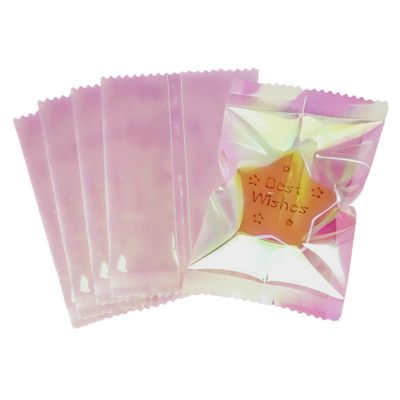 FERENLI 100 Pcs Holographic Candy Wrapper 2.76x3.94 inch Iridescent Heat Sealable Clear Cellophane Treat Bags Individual Cookie Bags for Homemade Caramels Chocolate Snacks Party Favors