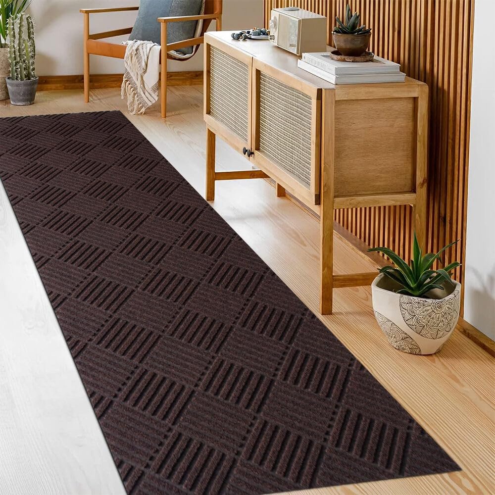 1' x 52' Non Slip Runner Rug for Hallway Indoor Outdoor, TPR Backed Carpet Runner for Entryway, Laundry, Kitchen, Garage, Custom Size Washable Floor Mat for High Traffic Areas