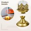 2-Piece Gold Candle Holders with Glass Cups, Embossed Hurricane Candle Stands for Wedding and Event Centerpieces, Elegant and Luxury Design view 2
