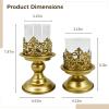 2-Piece Gold Candle Holders with Glass Cups, Embossed Hurricane Candle Stands for Wedding and Event Centerpieces, Elegant and Luxury Design view 4