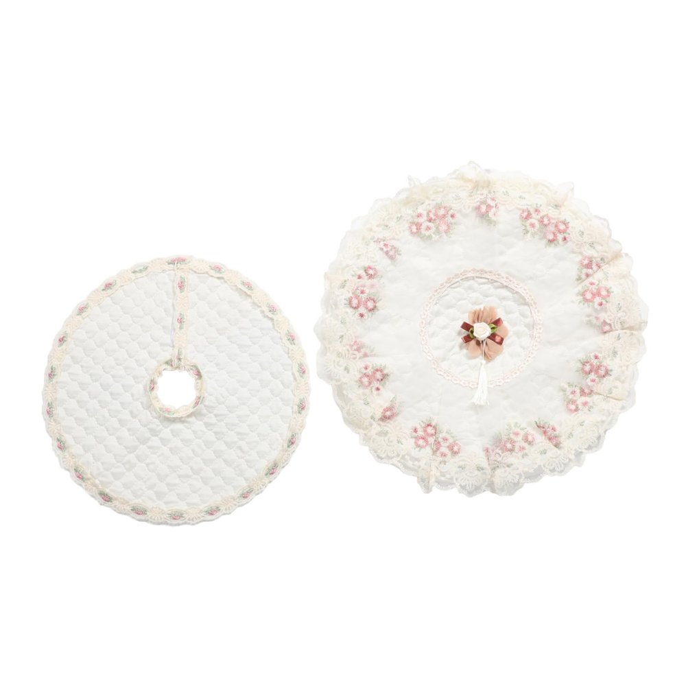 Cabilock 2pcs Decorative Lace Fan Cover Full Protection Pedestal Floor Fan Sleeve Elastic Washable Safety Dustproof Guard for Home Cooling Air