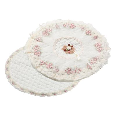 Healifty 2pcs Elastic Lace Round Fan Covers Set Washable Reusable Floor Standing Electric Protective Home Decor