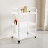 Bloomingville Clear Acrylic 3-Tier Bar Cart on Casters, White view 4