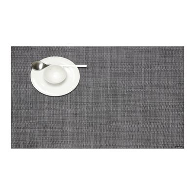 Chilewich Mini Basketweave Placemats in Cool Grey - Set of 4 - Easy Care Woven Tabletop Textiles - Indoor/Outdoor - 19" x 14" Rectangle