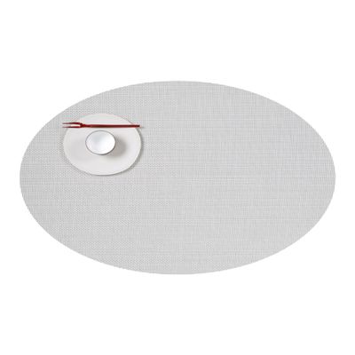 Chilewich Mini Basketweave Placemats - Woven Placemats Set of 4 - Reusable, Stain-Resistant, Indoor/Outdoor Tabletop Protection - White - 14" x 19.25" Oval
