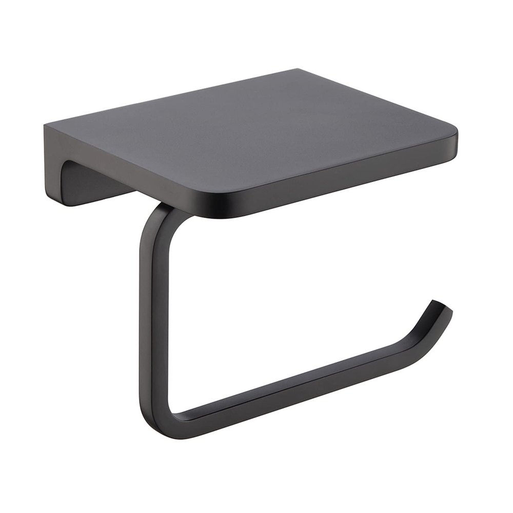 DFWZMQTG Smooth Toilet Paper Holder with Shelf Steel Tissue Paper Roll Hanger Wall Mount WC Bathroom Accessories(E)